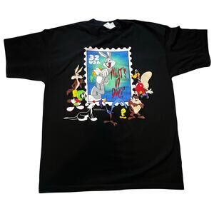 Vintage 90s Looney Tunes Stamp Collection Bugs Bunny  T-shirt in postage box L/X